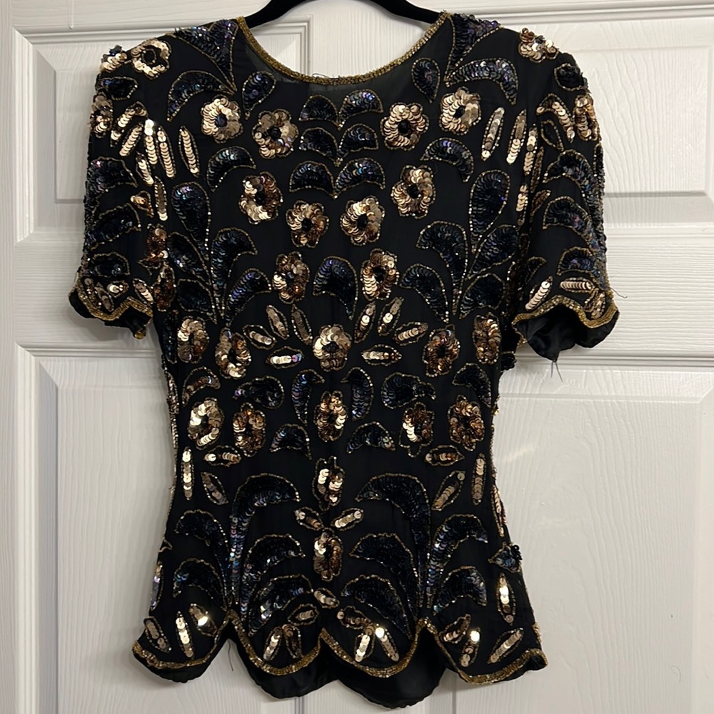 Floral sequined top